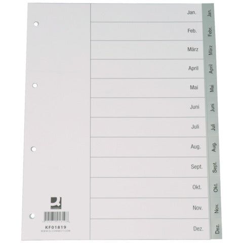 Register Jan-Dez, A4, Plastik Q-CONNECT
