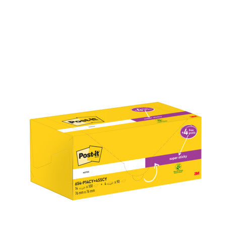 Post-it® Haftnotizen 76 x 76 mm gelb 14+4 gratis